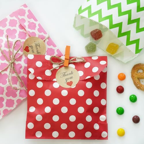 KEYYOOMY 100 Pcs Bright Gold Candy Buffet Bags Small Cookie Bag Polka Dot Paper Treat Bag for Wedding Birthday Party (5 inch x 7 inch) - Image 4