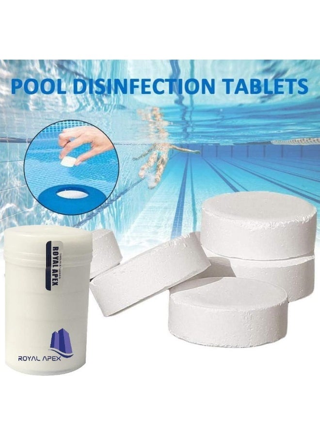 Royal Apex Bluqua Slow-Dissolving Chlorine Tablets 1Kg Pool And Spa Water Bacteria Algae Disinfection Treatment With Sunlight/Uv Protection Tcca 3" 200G X 5 Pcs Made In Eu 2 Tin 10 Tablet - Image 3