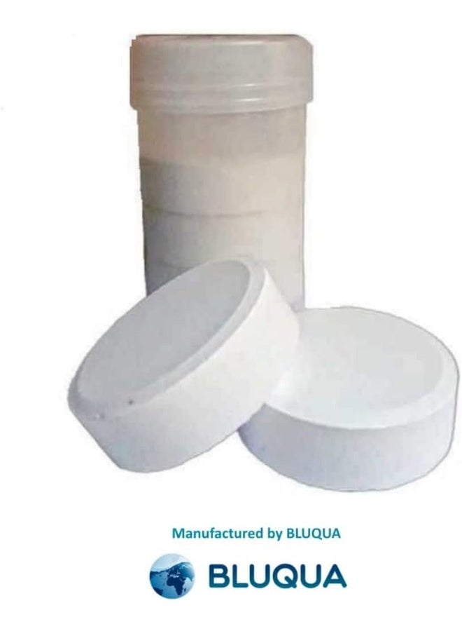 Royal Apex Bluqua Slow-Dissolving Chlorine Tablets 1Kg Pool And Spa Water Bacteria Algae Disinfection Treatment With Sunlight/Uv Protection Tcca 3" 200G X 5 Pcs Made In Eu 2 Tin 10 Tablet - Image 5