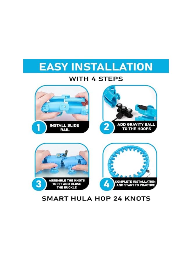 PROMASS 2-In-1 Smart Weighted Hula Hoop For Adults And Children: Auto-Spinning Fitness Hoop With 24 Detachable Knots - Image 2