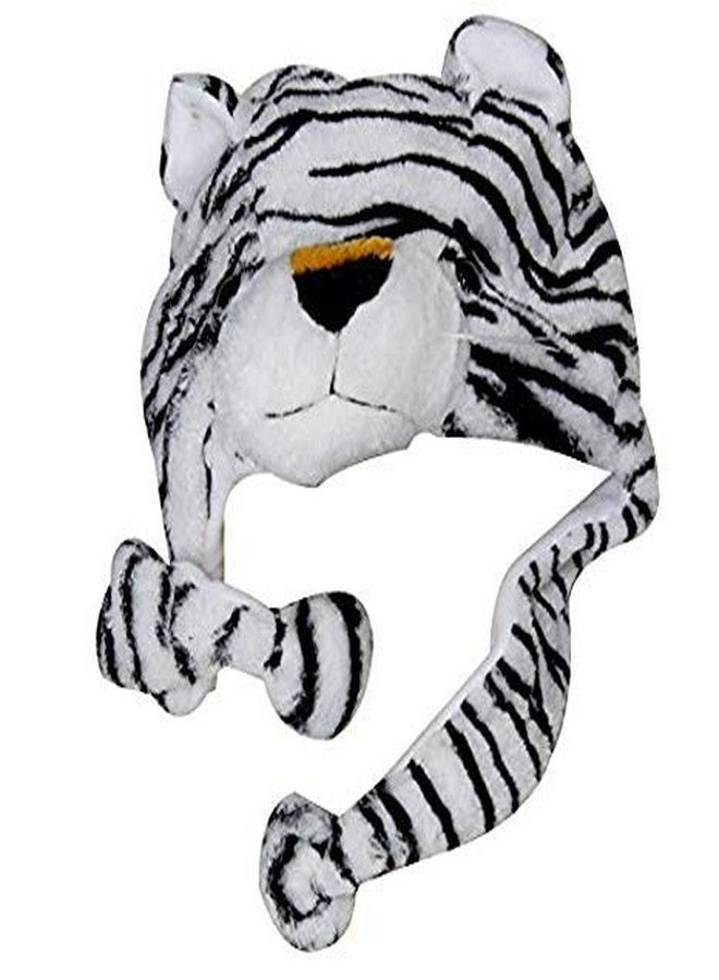Malvina Soft Faux Fur Plush Stuffed Cute Animal Costume Cap with Toy Hood for Boys and Girls (Free Size) White - Image 1