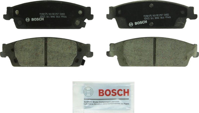 BOSCH BC1707 QuietCast Premium Ceramic Disc Brake Pad Set - Compatible with Select Cadillac Escalade, Escalade ESV; Chevrolet Silverado 1500, Suburban, Tahoe; GMC Sierra 1500, Yukon, Yukon XL; REAR - Image 1