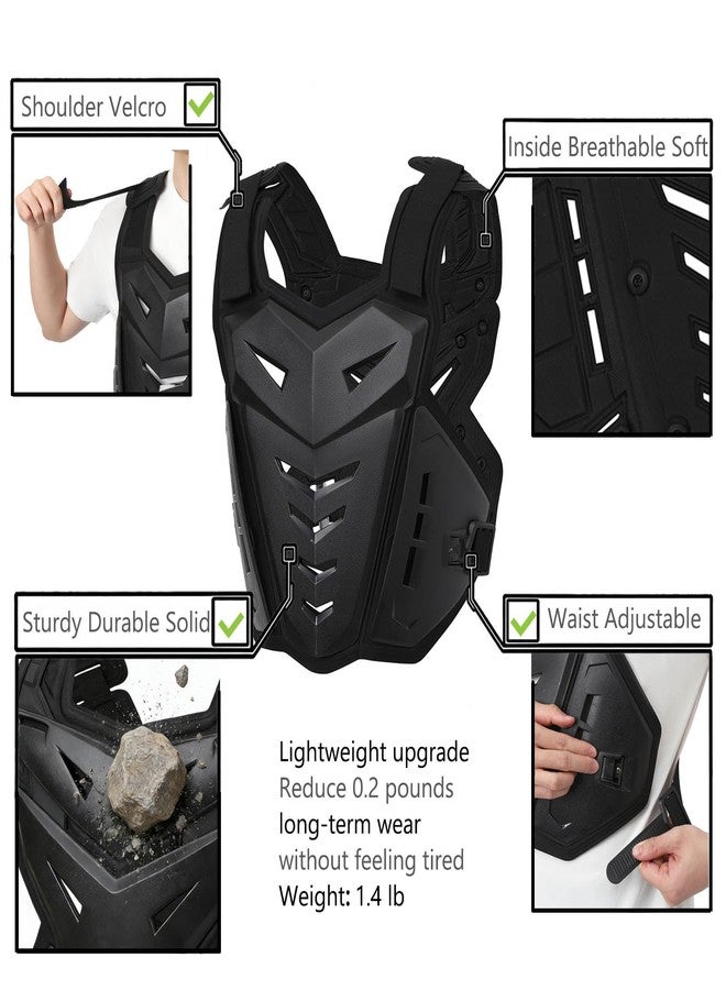 بيتا سترة حماية للجسم من PETA للدراجات النارية، مناسبة لركوب الدراجات على الطرق المعبدة والوعرة، وسباقات الدراجات الهوائية، والتزلج، وسباقات موتوكروس، لحماية صدر البالغين، أسود، 46 - Image 3