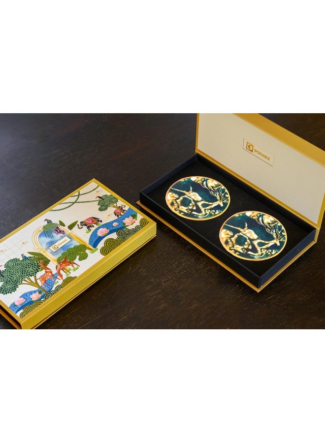 D'ORABLE Dorable Round Coasters - Marble Tea Coasters Set of 2. Perfect for Dinning Décor,Wife's Birthday Gifting. Let Them Fawn Over Design Coaster in an Attractive Box. - Image 1