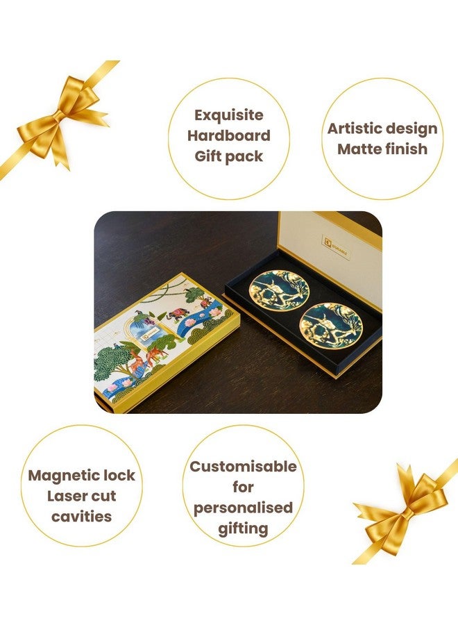 D'ORABLE Dorable Round Coasters - Marble Tea Coasters Set of 2. Perfect for Dinning Décor,Wife's Birthday Gifting. Let Them Fawn Over Design Coaster in an Attractive Box. - Image 5