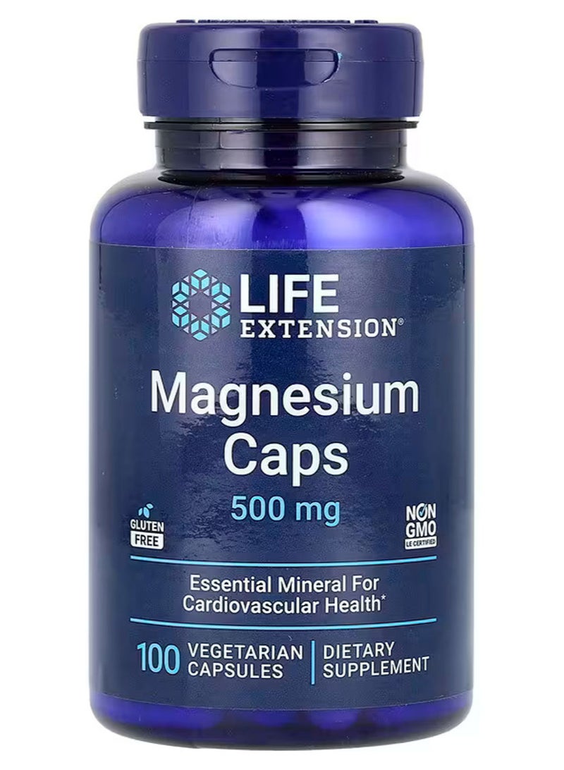 Life Extension Magnesium Caps, 500 mg, 100 Vegetarian Capsules - Image 1