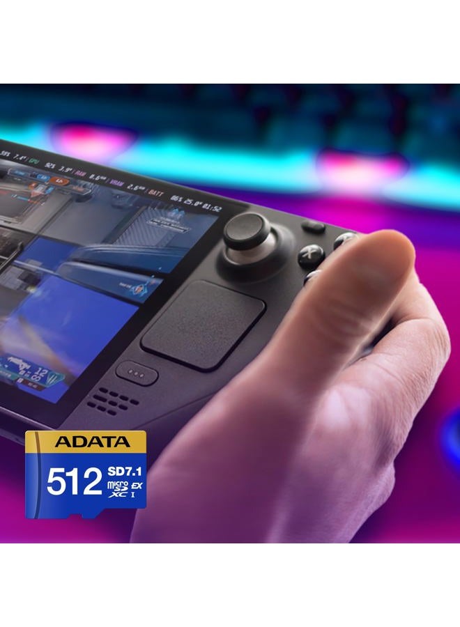 ADATA 512GB Premier Extreme microSDXC SD7.1 Express Card for Nintendo Switch 2, PCIe Gen3 x1 / U3 / C10 / V30, Up to 800/700 MB/s, 4K Video Recording, Compatible w/ASUS ROG Ally (UD512GEX3L1-C) - Image 2