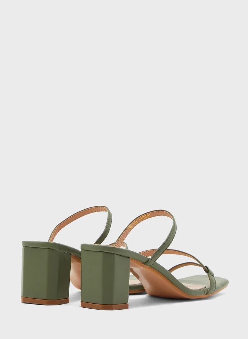 ELLA Square Toe Skinny Strap Mules