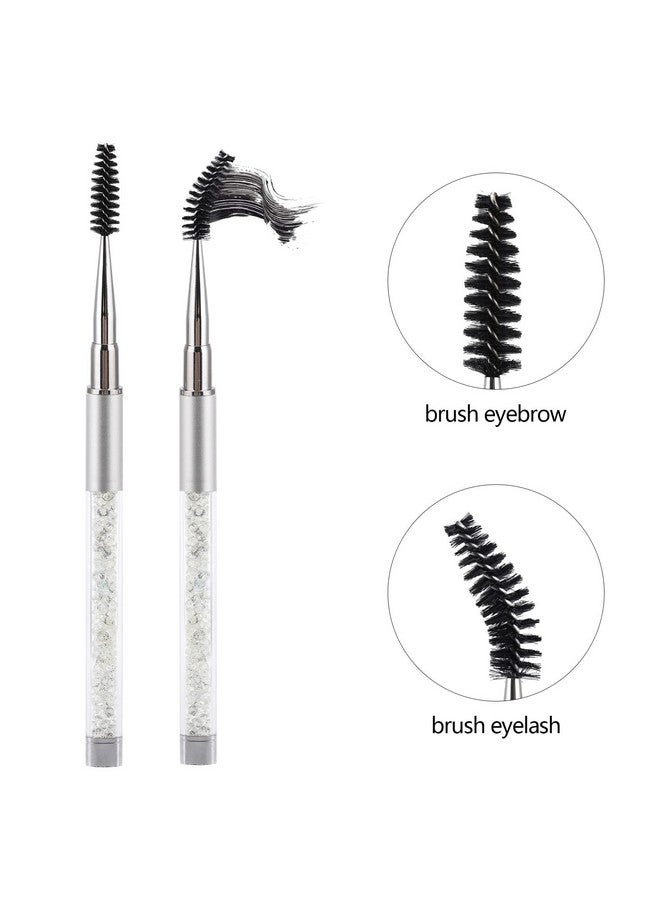 Tbestmax 3 Pcs Spoolies Mascara Wands Eyelash Brushes Eye Brow Brush Applicator With Cap For Travel Silver - Image 3