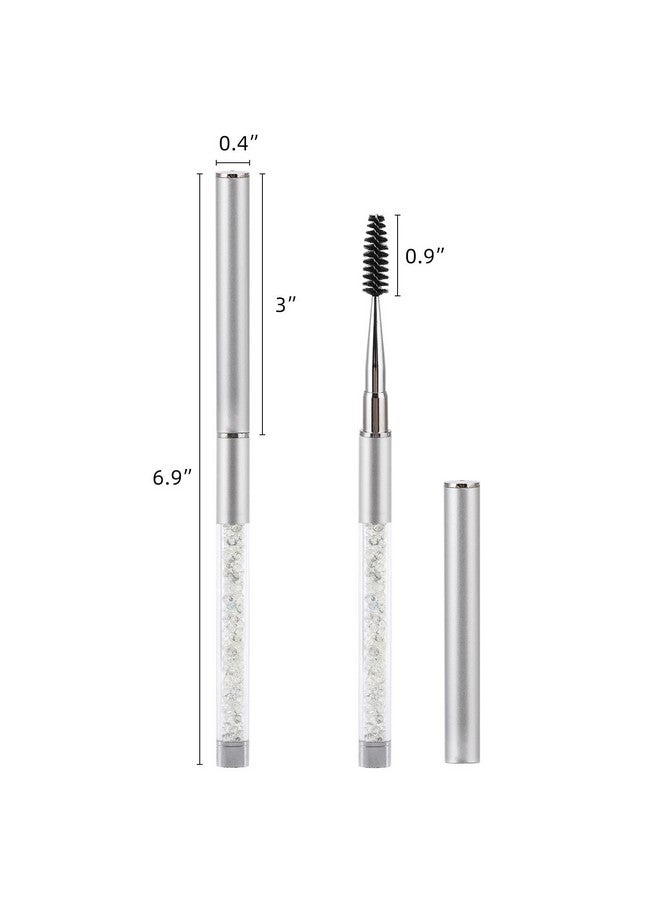 Tbestmax 3 Pcs Spoolies Mascara Wands Eyelash Brushes Eye Brow Brush Applicator With Cap For Travel Silver - Image 2