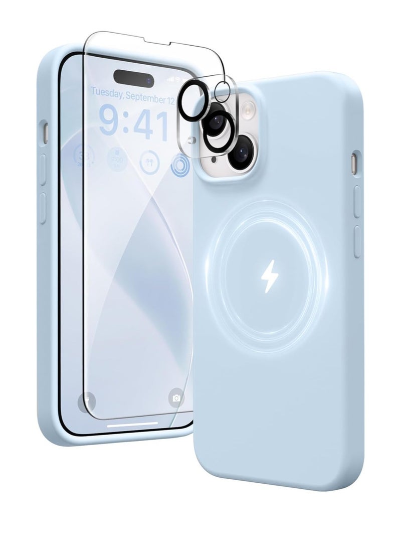 غطاء موبايل آيفون 15: حماية من السيليكون السائل الناعم، مضاد للخدش وصدمات، غطاء خلفي رفيع مع قبضة مريحة وتشطيب مضاد لبصمات الأصابع - Image 1