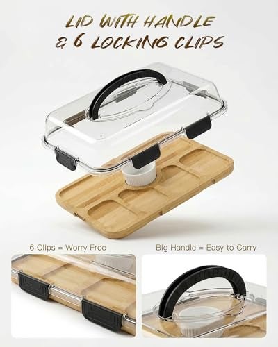 TOVICE Charcuterie Board with Lid & Ice, Upgraded 6 Snap Laches, Sauce Cup Included, Large Portable Cheese Tray with Handle, Serving Tray for Picnic & Pool, House Warming Gifts New Home (Black) - Image 5