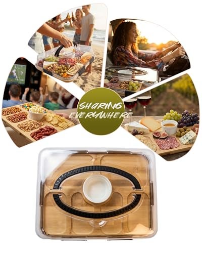 TOVICE Charcuterie Board with Lid & Ice, Upgraded 6 Snap Laches, Sauce Cup Included, Large Portable Cheese Tray with Handle, Serving Tray for Picnic & Pool, House Warming Gifts New Home (Black) - Image 4