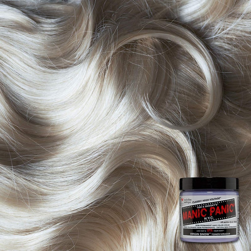 MANIC PANIC Virgin Snow Hair Toner - Classic High Voltage - Semi Permanent Blue Toner for Blonde, Bleached, Brassiness Orange Hair & Brassy Tones - Vegan, PPD & Ammonia-Free - Image 4