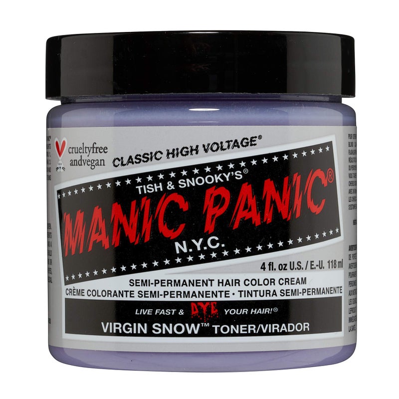 MANIC PANIC Virgin Snow Hair Toner - Classic High Voltage - Semi Permanent Blue Toner for Blonde, Bleached, Brassiness Orange Hair & Brassy Tones - Vegan, PPD & Ammonia-Free - Image 1