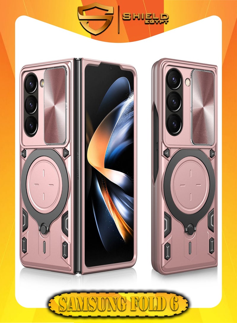 SHIELD EGYPT SHIELD EGYPT For Samsung Galaxy Z Fold 6 Armored Camera Shield Cover Camera Lend Protection, Built-in 360° (Rose Gold)