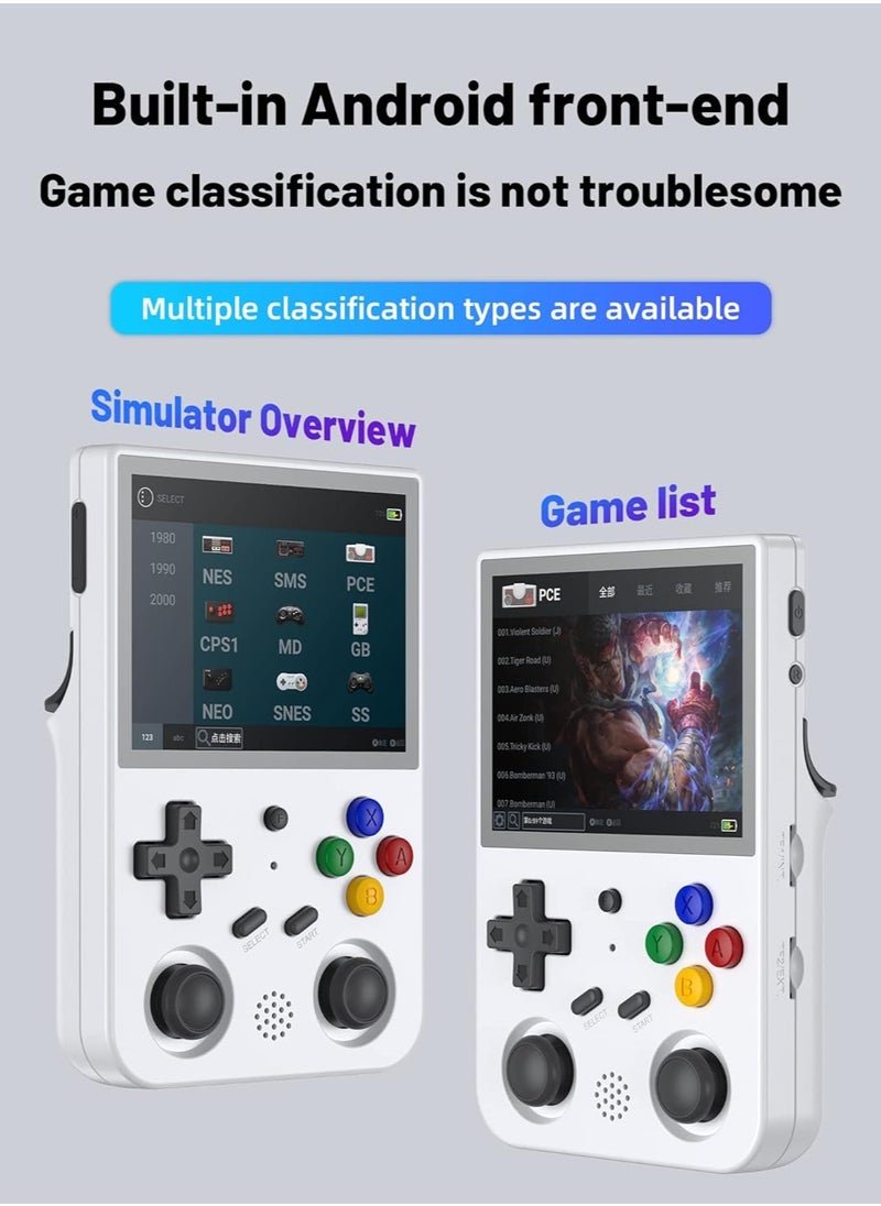 ANBERNIC  - RG353V Retro Handheld Game with Dual OS Android 11 and Linux, RG353V with 64G TF Card Pre-Installed 4452 Games Supports 5G WiFi 4.2 Bluetooth (White, 128G) - Image 1