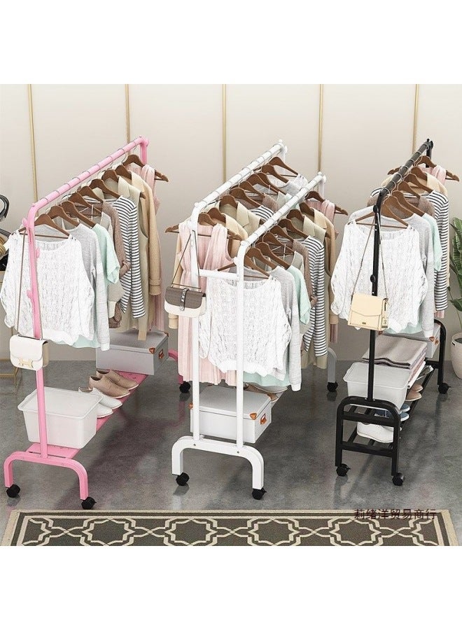 Bold Hanger Floor Drying Rack Household Indoor Folding Vertical Clothes Shelf Simple Wardrobe Storage-Color:Black  Double Rod 1.5m Arch + Coat Hook  - Image 2