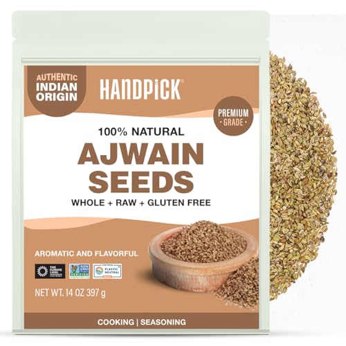 HANDPICK Ajwain Seeds 397g14oz Whole Carom Seeds  Vegan Gluten free Non GMO  Raw Carom Bishops Indian Origin  Packed in Resealable Ziplock Pouch - Image 1