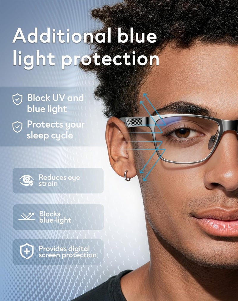 ANYLUV Blue Light Blocking Glasses Men Computer Gaming Glasses Lightweight Al-Mg Metal Anti Eyestrain Eye Protection - Image 3