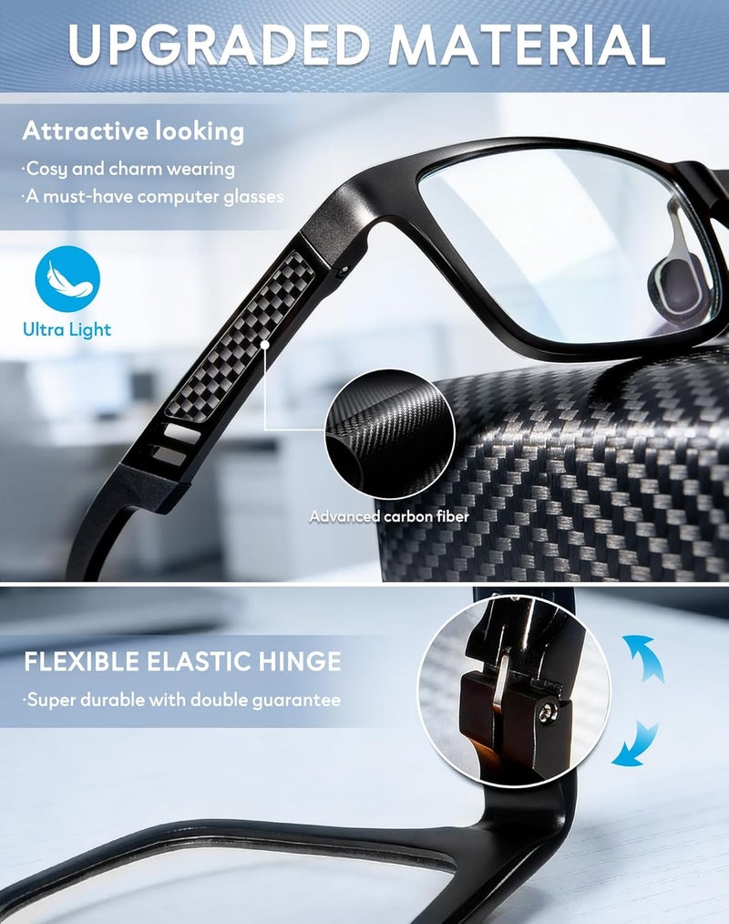ANYLUV Blue Light Blocking Glasses Men Computer Gaming Glasses Lightweight Al-Mg Metal Anti Eyestrain Eye Protection - Image 4