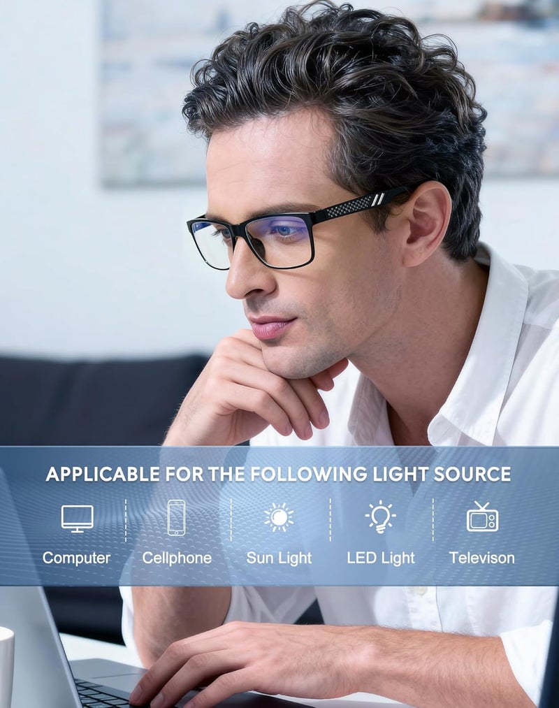 ANYLUV Blue Light Blocking Glasses Men Computer Gaming Glasses Lightweight Al-Mg Metal Anti Eyestrain Eye Protection - Image 2