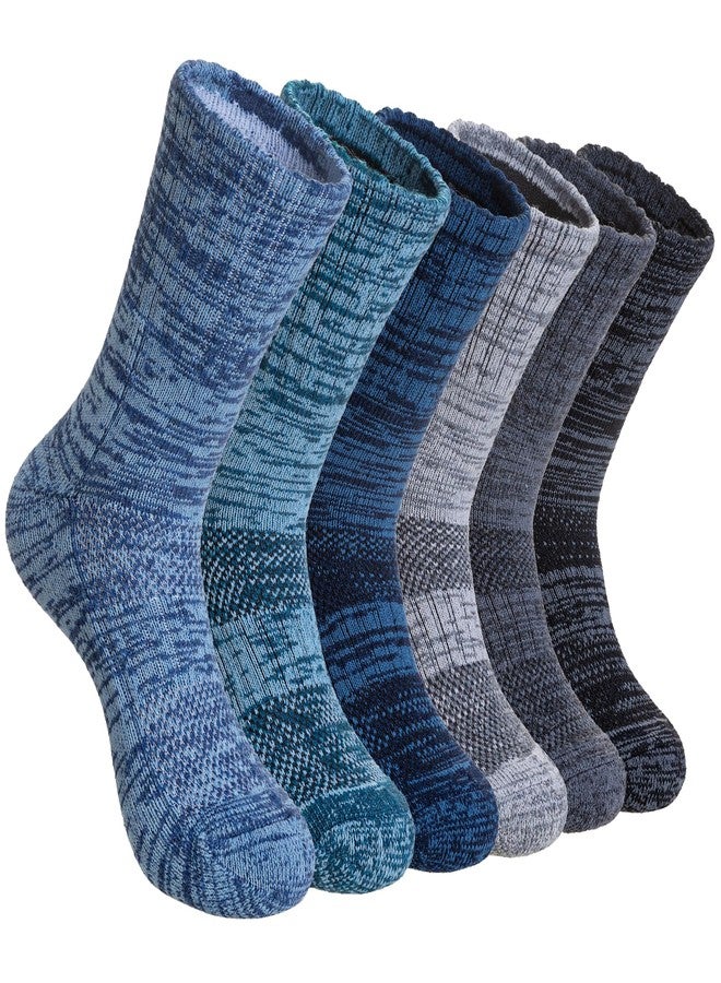 SeeyAN Kids Merino Wool Hiking Socks Winter Thermal Warm Boys Girls Toddler Thick Cushioned Boot Crew Socks 6 Pairs (Blue/Green/Black/Grey, 8-12 Years) - Image 1