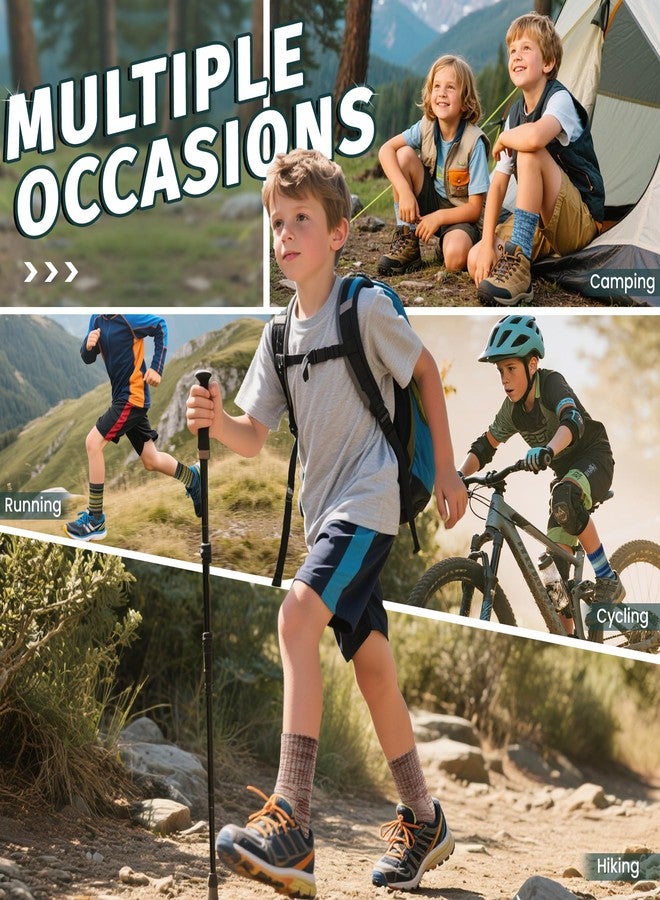 SeeyAN Kids Merino Wool Hiking Socks Winter Thermal Warm Boys Girls Toddler Thick Cushioned Boot Crew Socks 6 Pairs (Blue/Green/Black/Grey, 8-12 Years) - Image 2