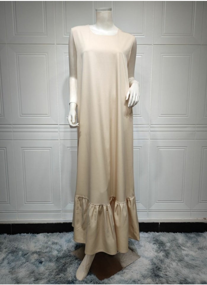 Loquat Ladies Embroidered Robe Long Dress Set Open Front Outer Robe+Inner Skirt+Belt Muslim Abaya Light Blue  - Image 5