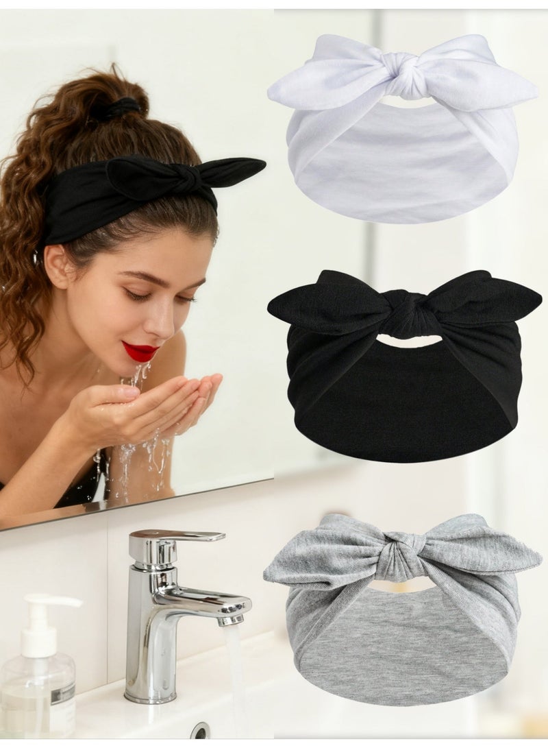 عصابة رأس عريضة بلون ثابت مكونة من 3 قطع للنساء - Image 1