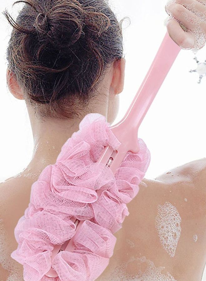 NIBEMINENT Long Handle Bath Brush Pink 43x9cm - Image 2