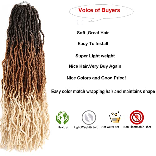 Ahrencan Ombre Faux Locs Crochet Hair, 24 Inch 6 Packs Soft Locs,Three Tone Black/Brown/Blonde Pre Looped Wavy Faux Locs Crochet Hair For Women,Light Weight,Itch Free(24",T4/27/613#) - Image 3