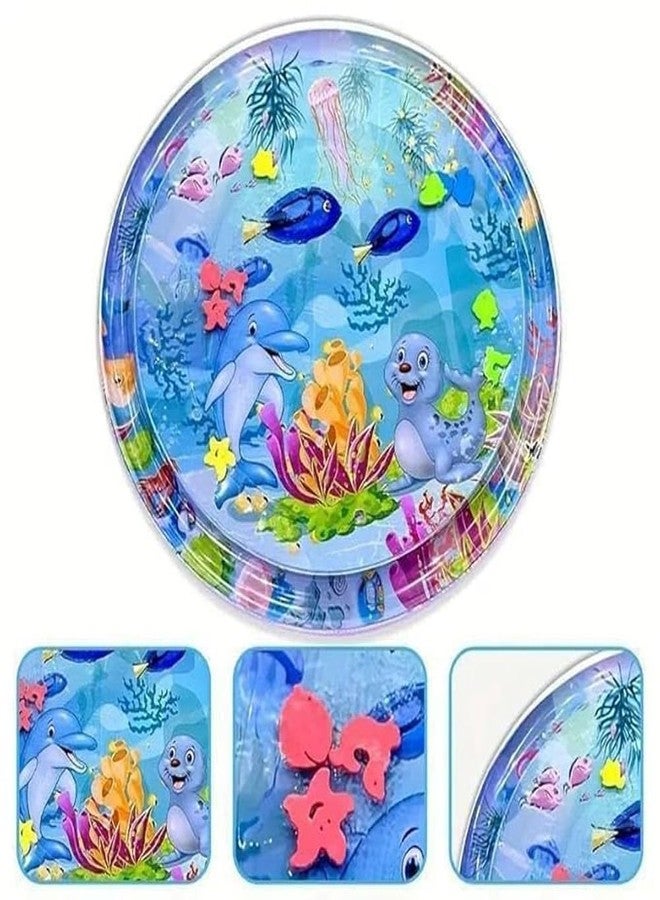 Evona Baby Kids Circle Water Play Mat l Toy Gift Activity Play Mat | Newborn Baby Essentials | Water-Filled Activity Mat | Baby Gifts l Tummy Time Baby Water Mat Toy For Newborn Baby Boy Girl Round Mat - Image 1