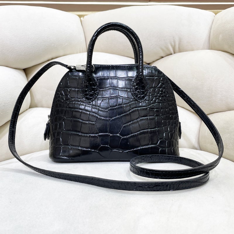 2025 Spring New Women'S Bag Cow Leather Crocodile Pattern Genuine Leather Mini Shell Bag Crossbody Bag Women'S Handbag - Image 1