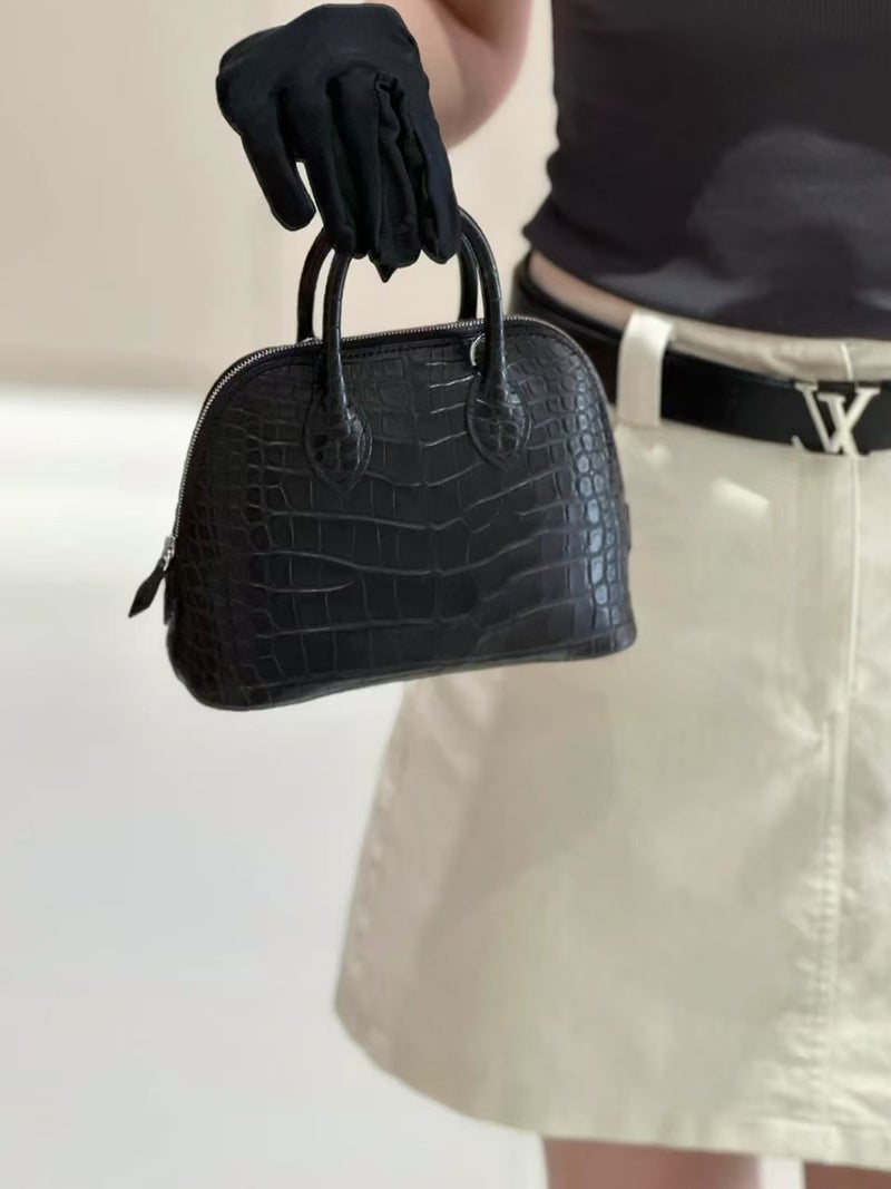 2025 Spring New Women'S Bag Cow Leather Crocodile Pattern Genuine Leather Mini Shell Bag Crossbody Bag Women'S Handbag - Image 3