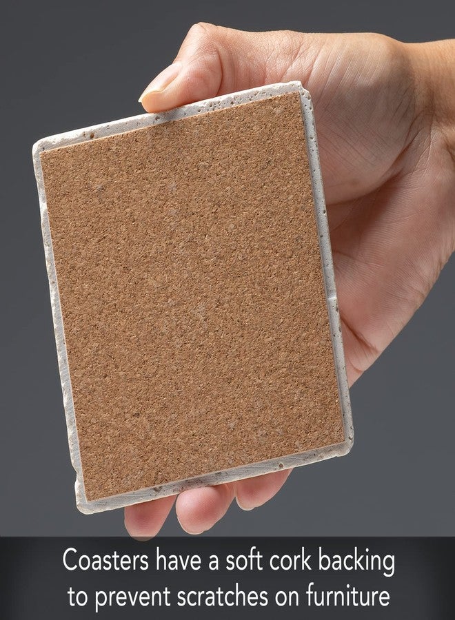 Counterart Thirstystone Anchor 4 Pack Natural Travertine Absorbent Stone Coasters with Protective Cork Backing Manufactured in The USA - Image 4