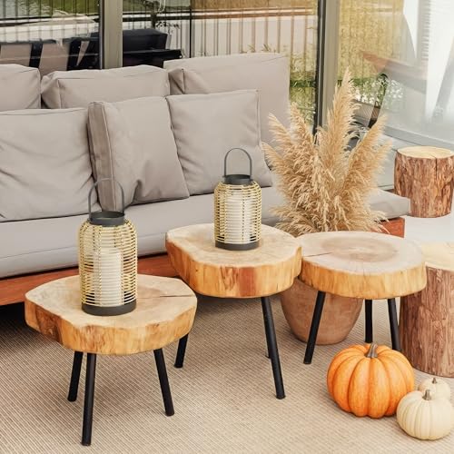KIBAGA Natural Rattan Boho Lanterns - Handcrafted Chic Decor to Enhance Your Home - Modern Farmhouse Beauty Perfect for Any Living Room, Patio & Porch, Indoor and Outdoor Coffee Table or Kitchen Dining Table - Image 2