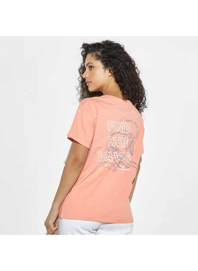 Lee Cooper Lee Cooper Logo Print Round Neck T-shirt with Short Sleeves