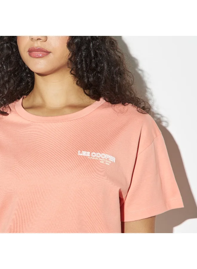 Lee Cooper Lee Cooper Logo Print Round Neck T-shirt with Short Sleeves