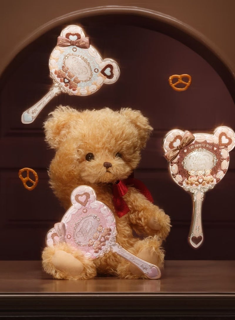 Flower Knows The Sweetie Bear Collection Hand Mirror – Creamy Pink Cute Heart Cookie Design - Image 3