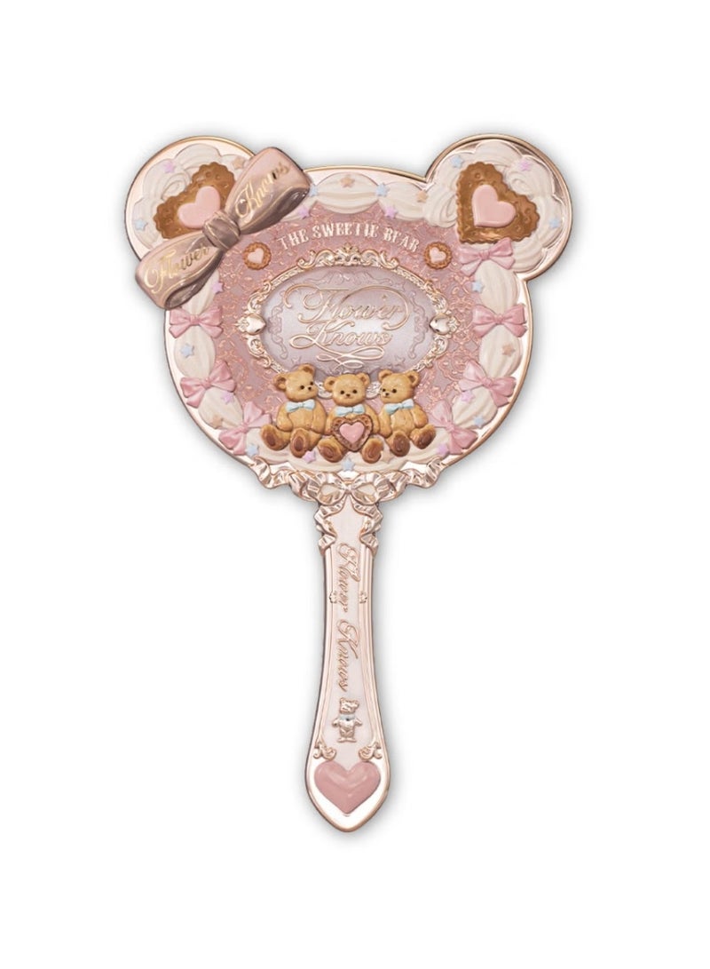 Flower Knows The Sweetie Bear Collection Hand Mirror – Creamy Pink Cute Heart Cookie Design - Image 1