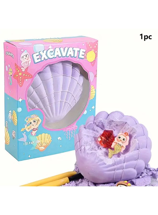 Purple Kids Archaeological Excavation Toy Educational Craft Kit With Beads Shells - Image 2