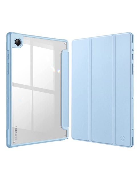 Hybrid Slim Case for Samsung Galaxy Tab S8 Ultra S Pen Holder Shockproof Cover with Clear Transparent Back Shell Auto Wake/Sleep with Screen Protector (Blue)