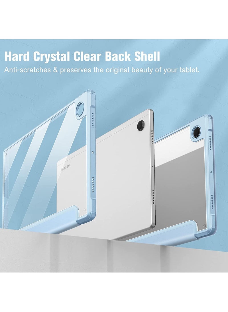 glassology - Hybrid Slim Case for Samsung Galaxy Tab S8 Ultra S Pen Holder Shockproof Cover with Clear Transparent Back Shell Auto Wake/Sleep with Screen Protector (Blue) - Image 1