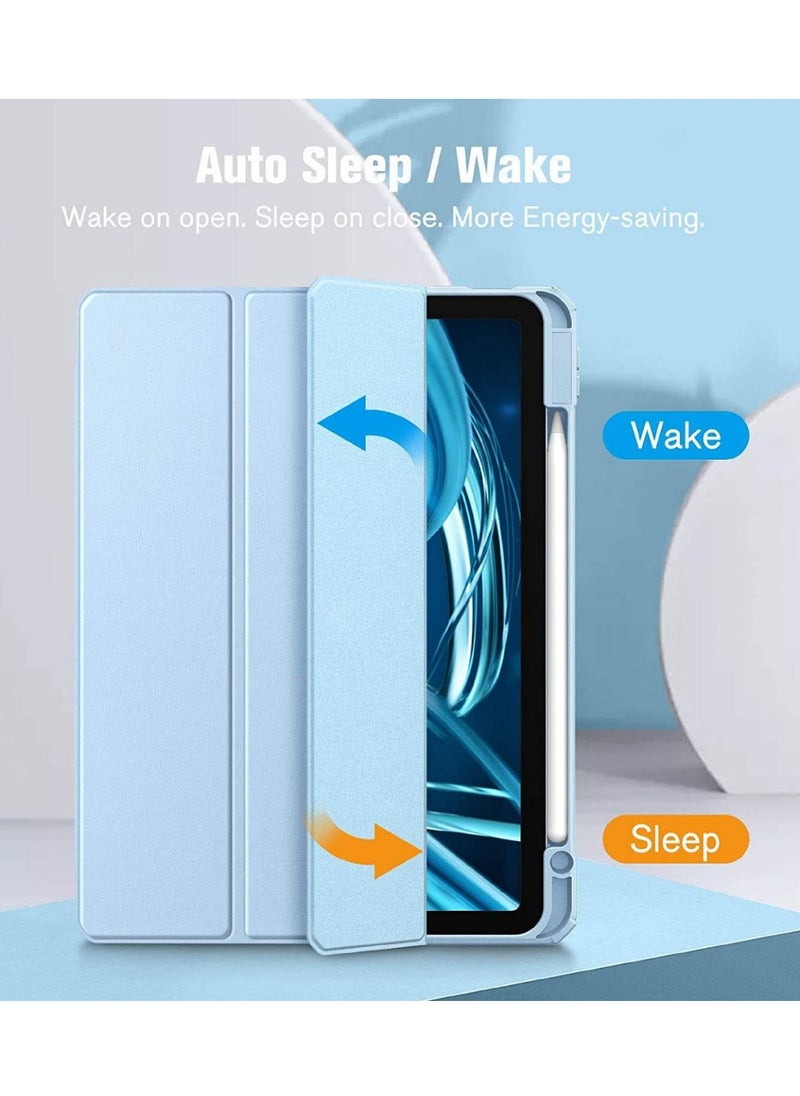 glassology - Hybrid Slim Case for Samsung Galaxy Tab S8 Ultra S Pen Holder Shockproof Cover with Clear Transparent Back Shell Auto Wake/Sleep with Screen Protector (Blue) - Image 1