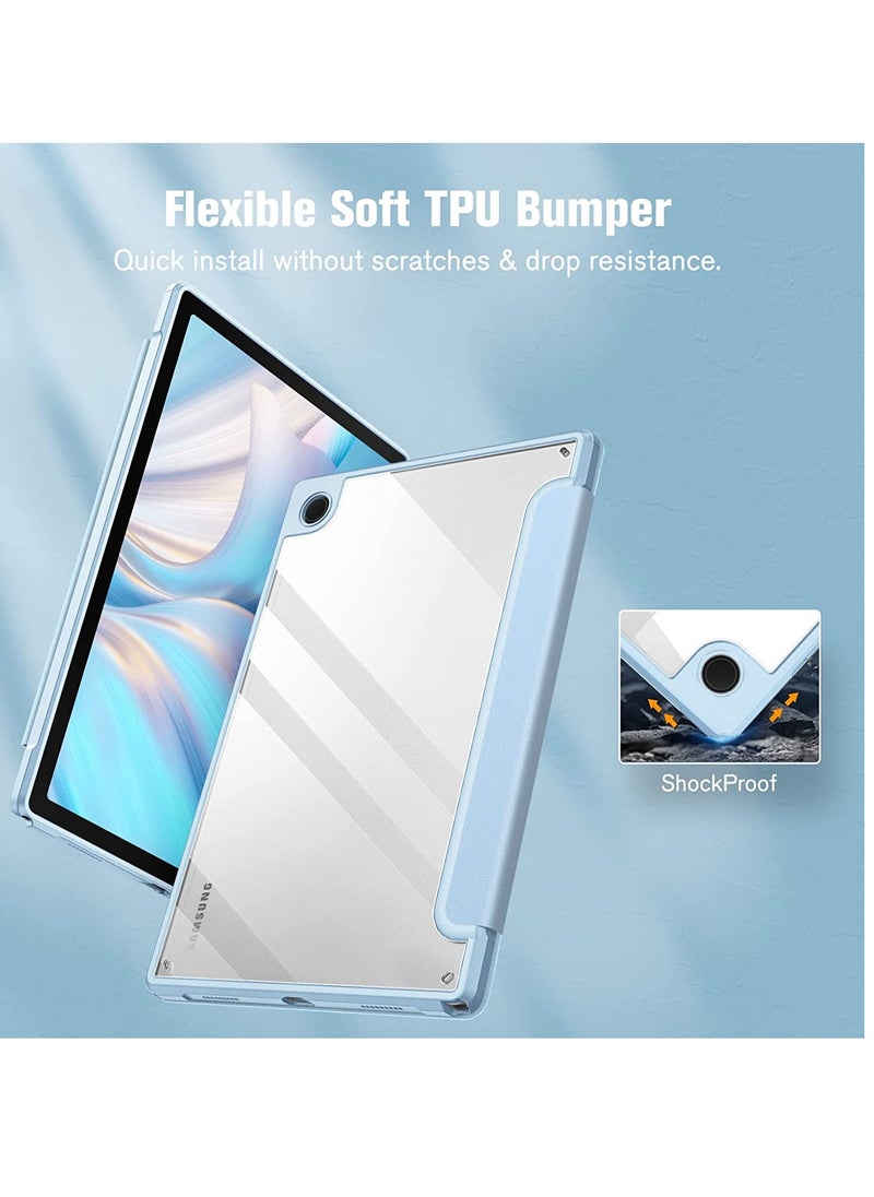 glassology - Hybrid Slim Case for Samsung Galaxy Tab S8 Ultra S Pen Holder Shockproof Cover with Clear Transparent Back Shell Auto Wake/Sleep with Screen Protector (Blue) - Image 1
