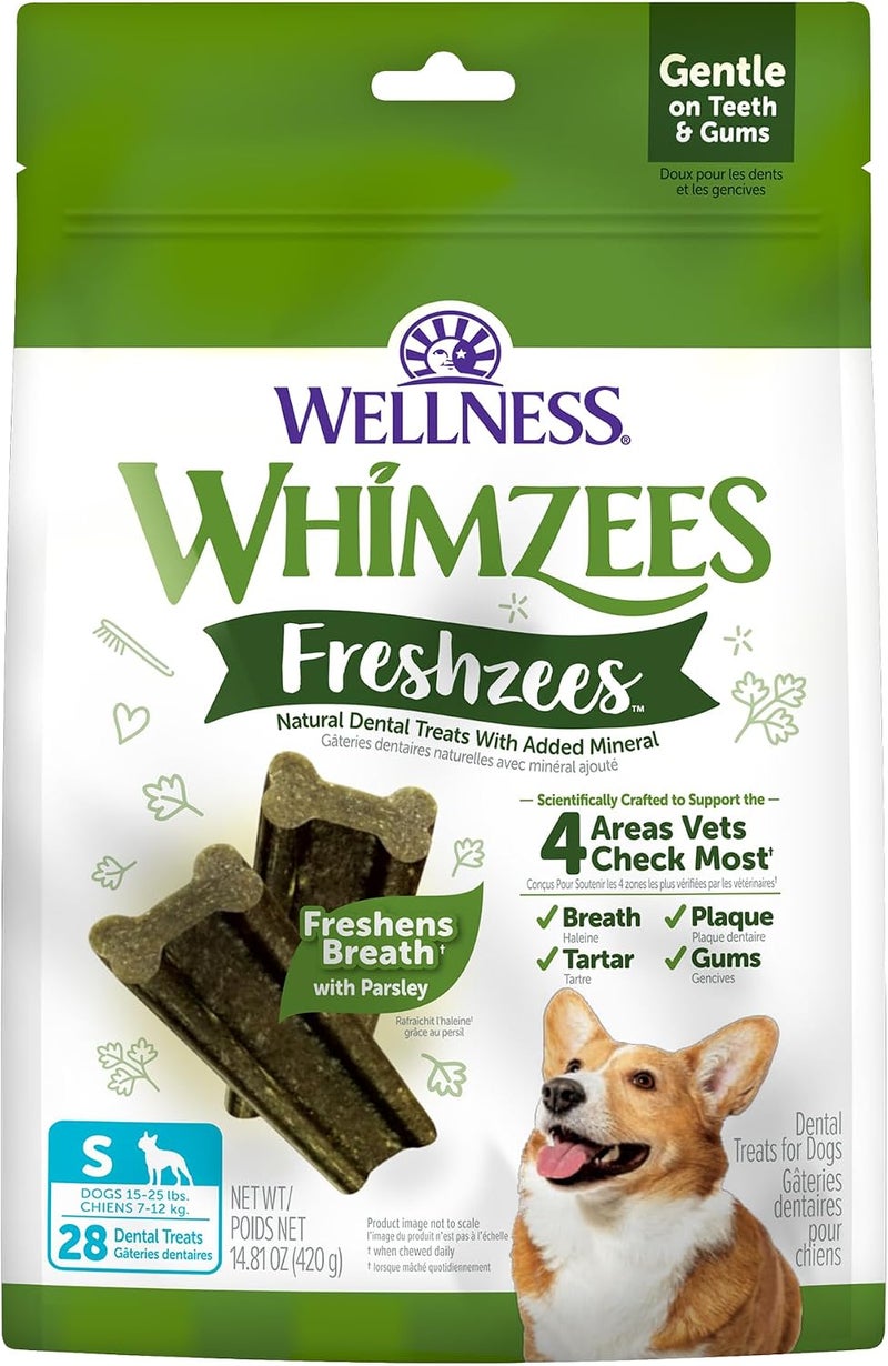WHIMZEES Wellness Freshzees Dog Dental Treats, Natural Chews, Small Size Stick, (28 Count) - Image 1