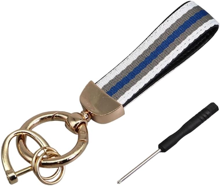 Double Layer Striped Keychain with Rings Fit for Car Keys and Home Keys Sturdy Multi Color Design - Image 1