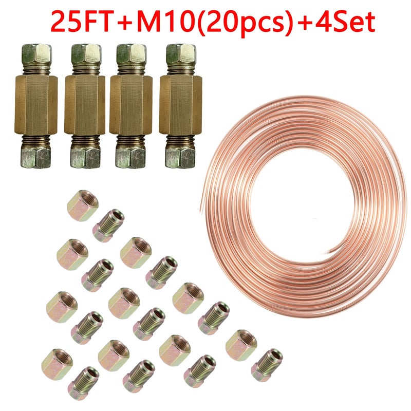 7.62M Flexible Pipe Kit 25ft M10 Hex Single Double Thread Anti Rust Car Motorcycle - Image 2
