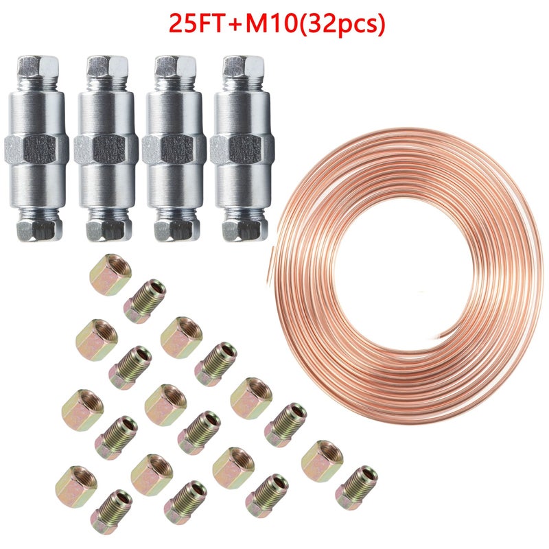 7.62M Flexible Pipe Kit 25ft M10 Hex Single Double Thread Anti Rust Car Motorcycle - Image 4